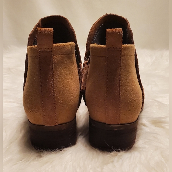Toms Deia Tan Toffee Suede Wool Side Zip Ankle Boots Size 10 - Picture 8 of 9